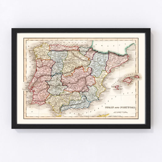 Vintage Map of Spain & Portugal 1832