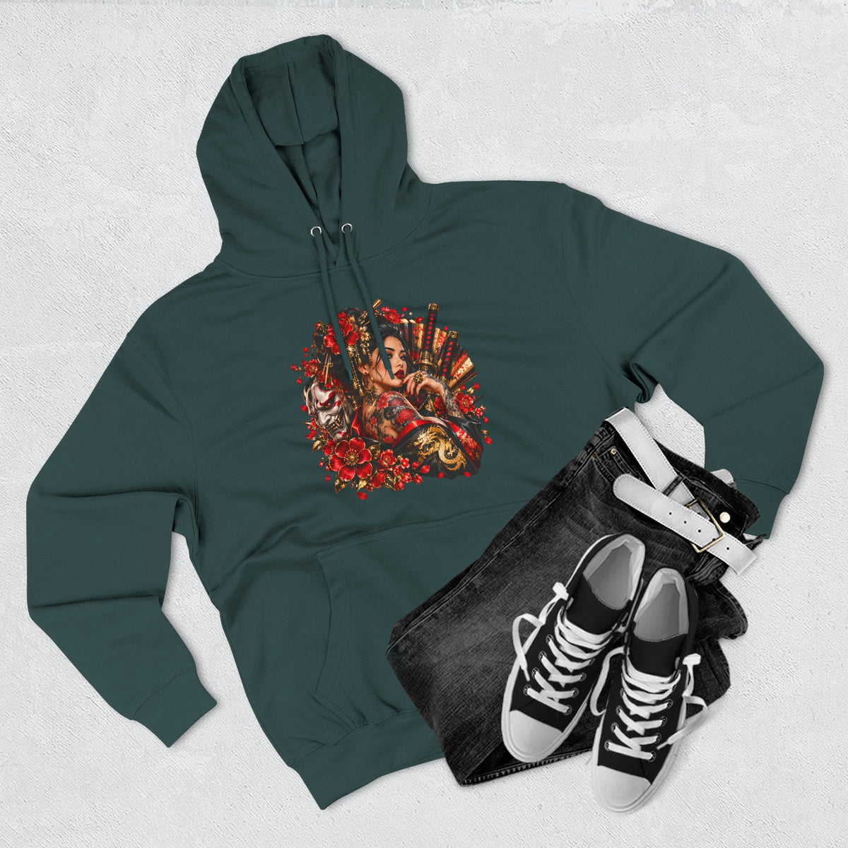 Floral Skull Hoodie — Gothic Rose Graphic Fleece Hoodie