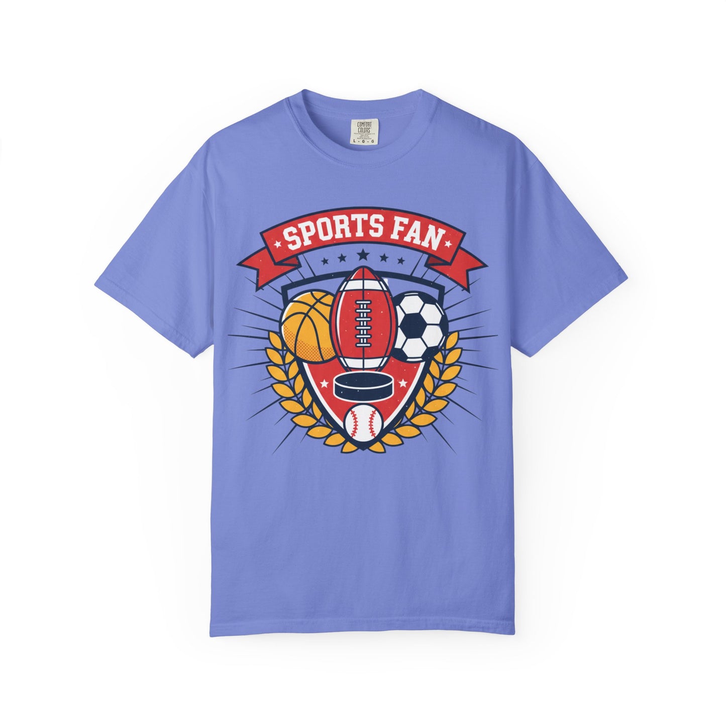 Sports Fan emblem T-shirt | Football Basketball Soccer Baseball