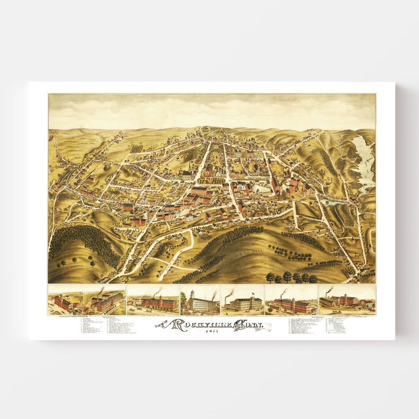 Vintage Map of Rockville, Connecticut 1877