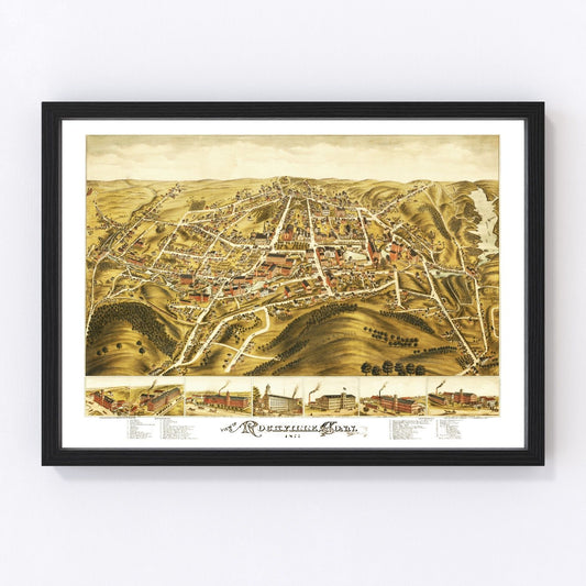 Vintage Map of Rockville, Connecticut 1877