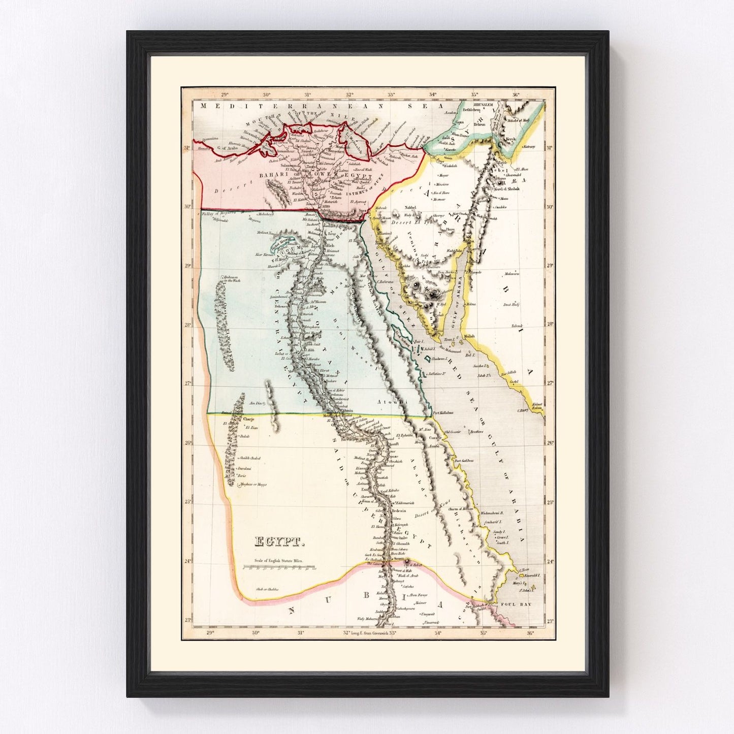 Vintage Map of Egypt 1832