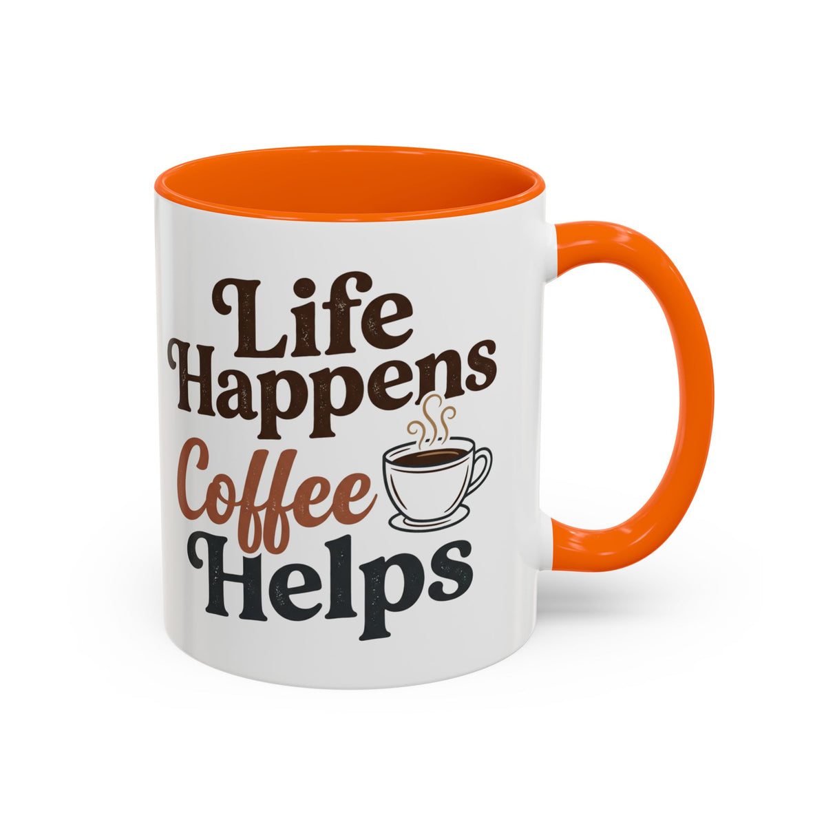 Coffee Mug — "Life Happens, Coffee Helps" Accent Ceramic Mug (11/15oz)
