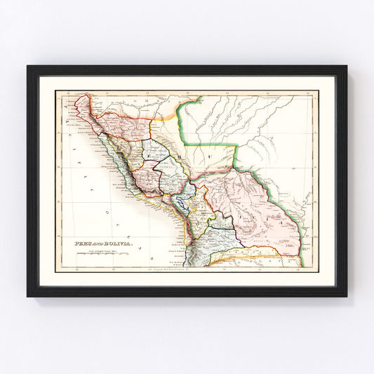 Vintage Map of Peru & Bolivia 1832