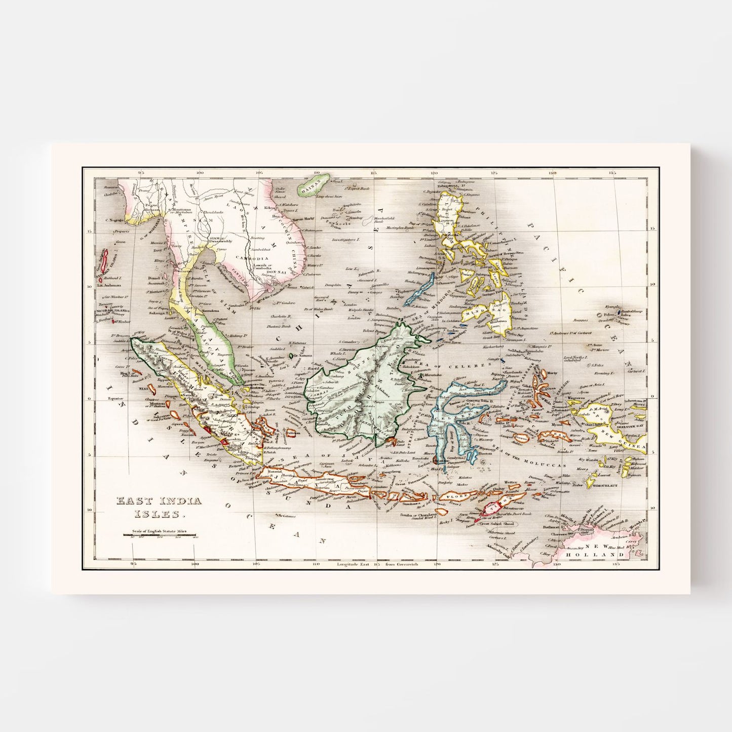 Vintage Map of Indonesia, Malaysia & Philippines 1832