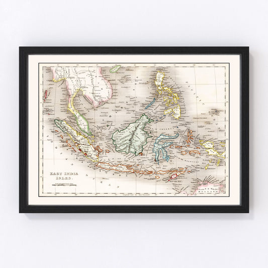 Vintage Map of Indonesia, Malaysia & Philippines 1832