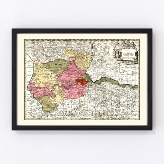 Vintage Map of London, England 1740