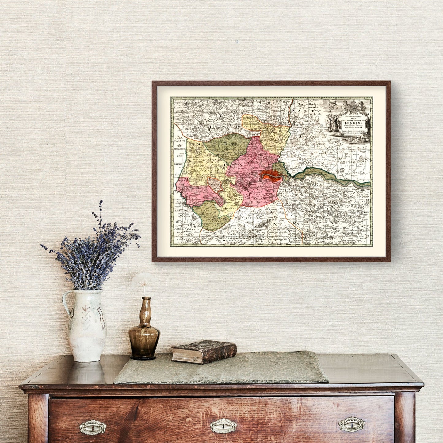 Vintage Map of London, England 1740