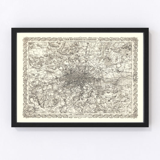 Vintage Map of London, England 1886