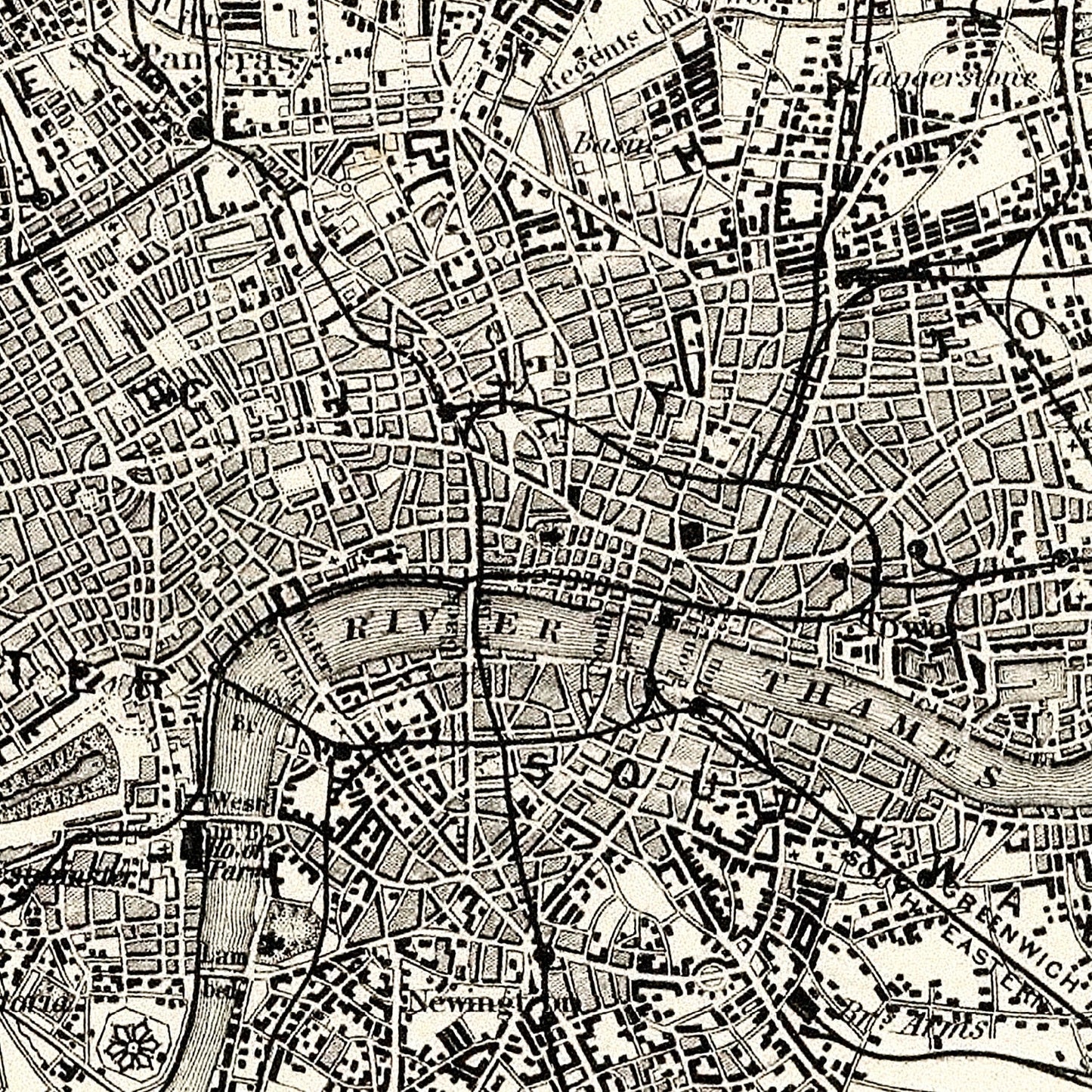 Vintage Map of London, England 1886