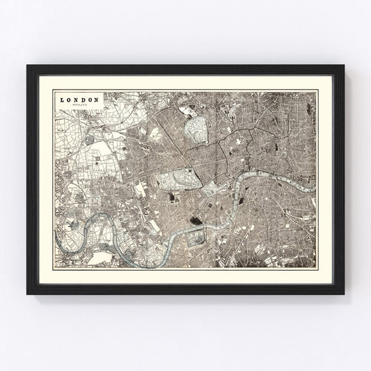 Vintage Map of London, England 1893
