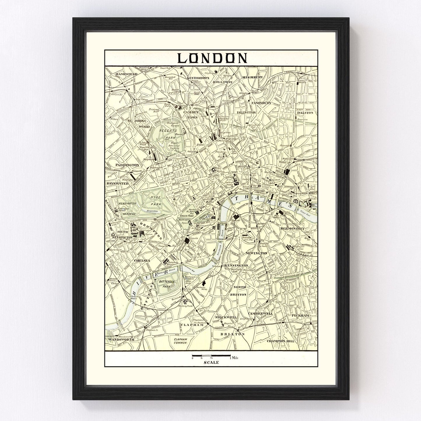 Vintage Map of London, England 1901