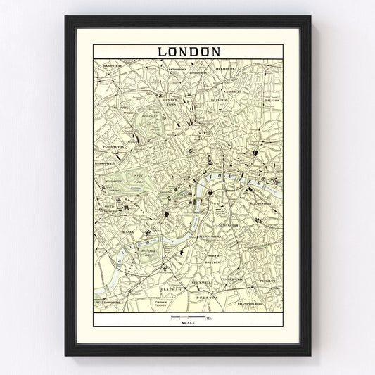 Vintage Map of London, England 1901