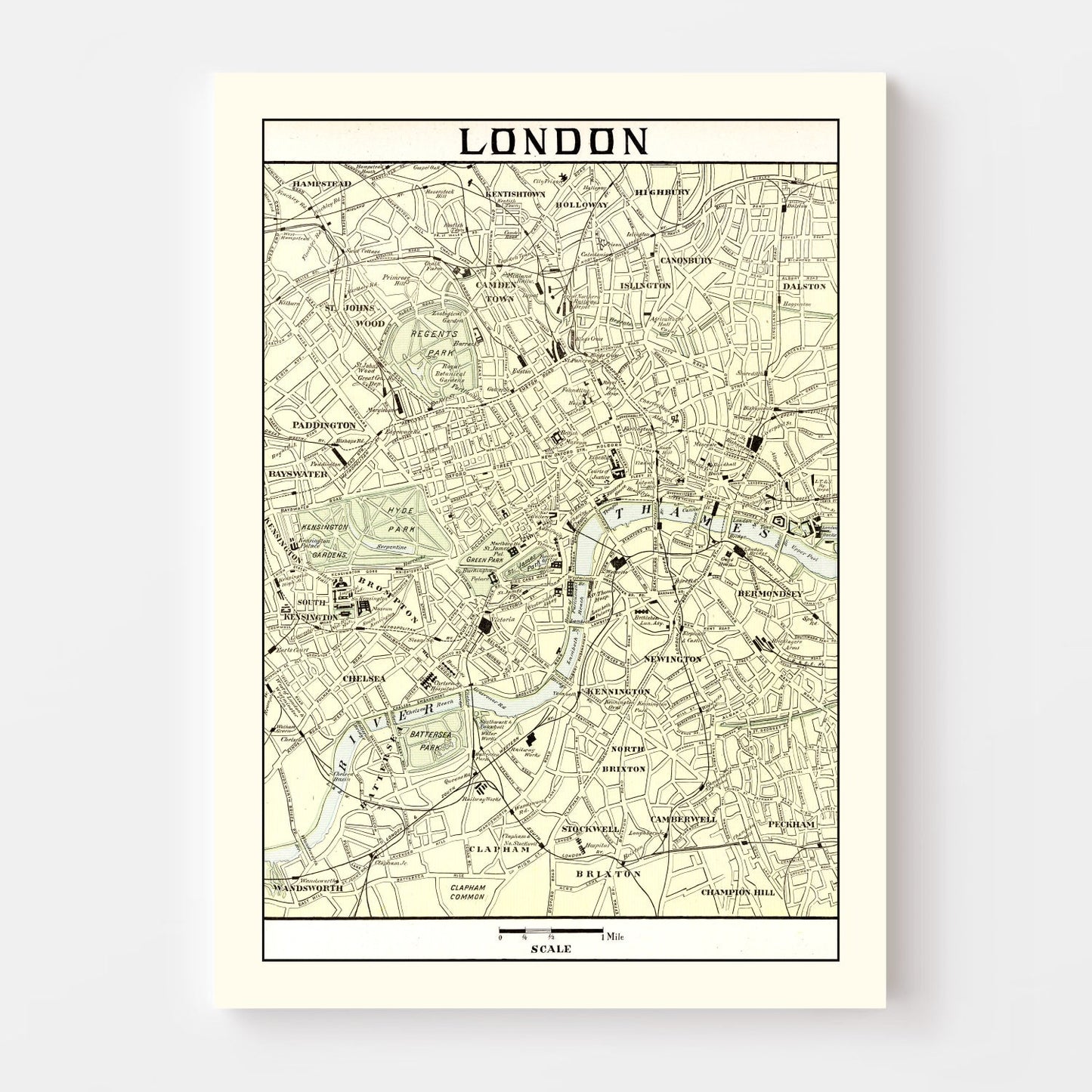 Vintage Map of London, England 1901