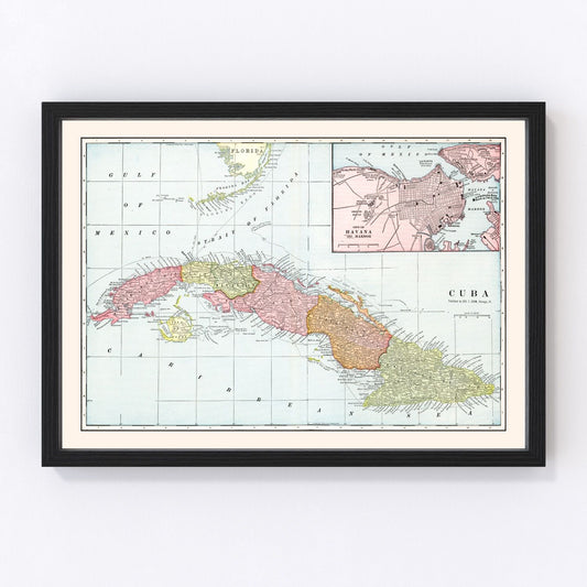 Vintage Map of Cuba 1901