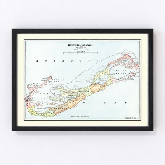 Vintage Map of Bermuda Islands 1901