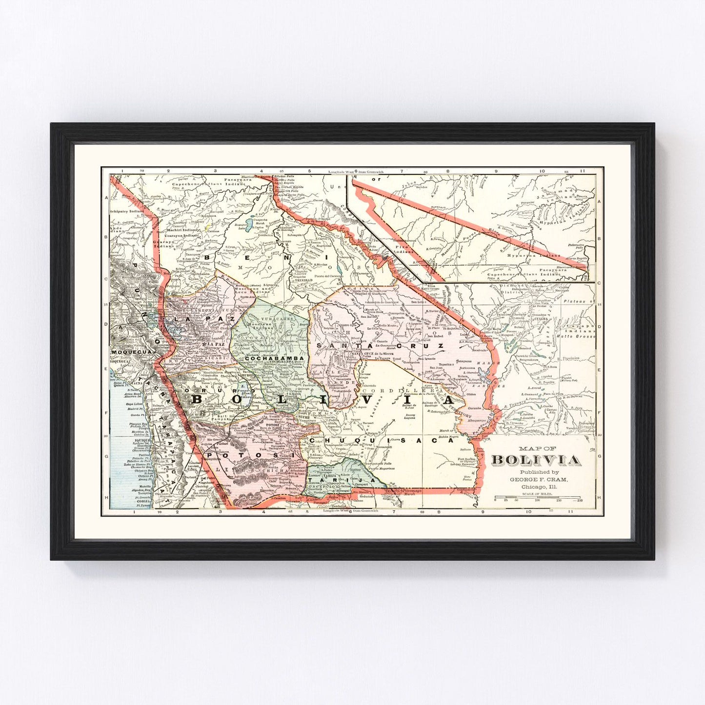 Vintage Map of Bolivia 1901