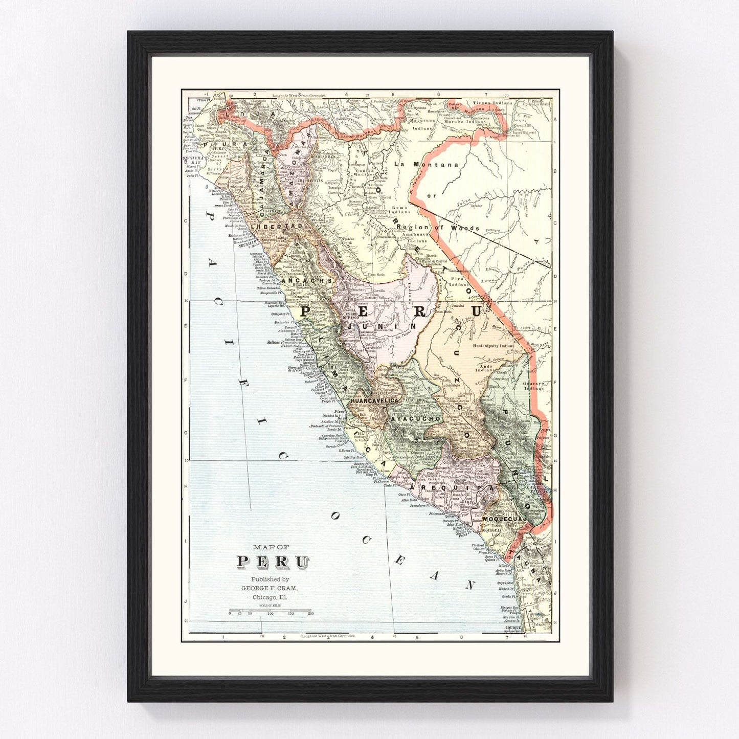 Vintage Map of Peru 1901