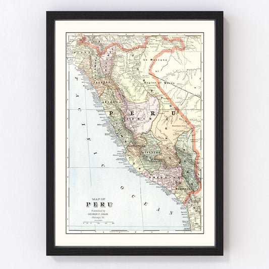 Vintage Map of Peru 1901