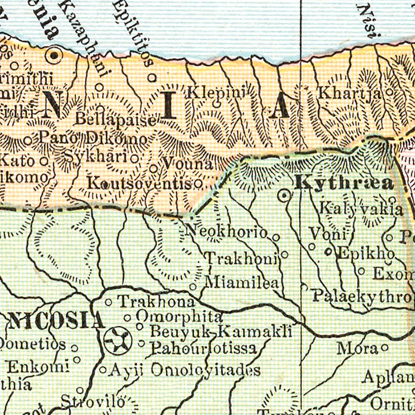 Vintage Map of Cyprus & Crete 1901