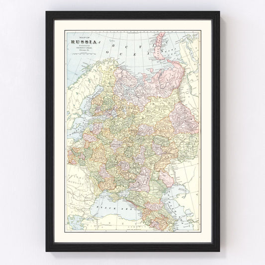 Vintage Map of Russia 1901