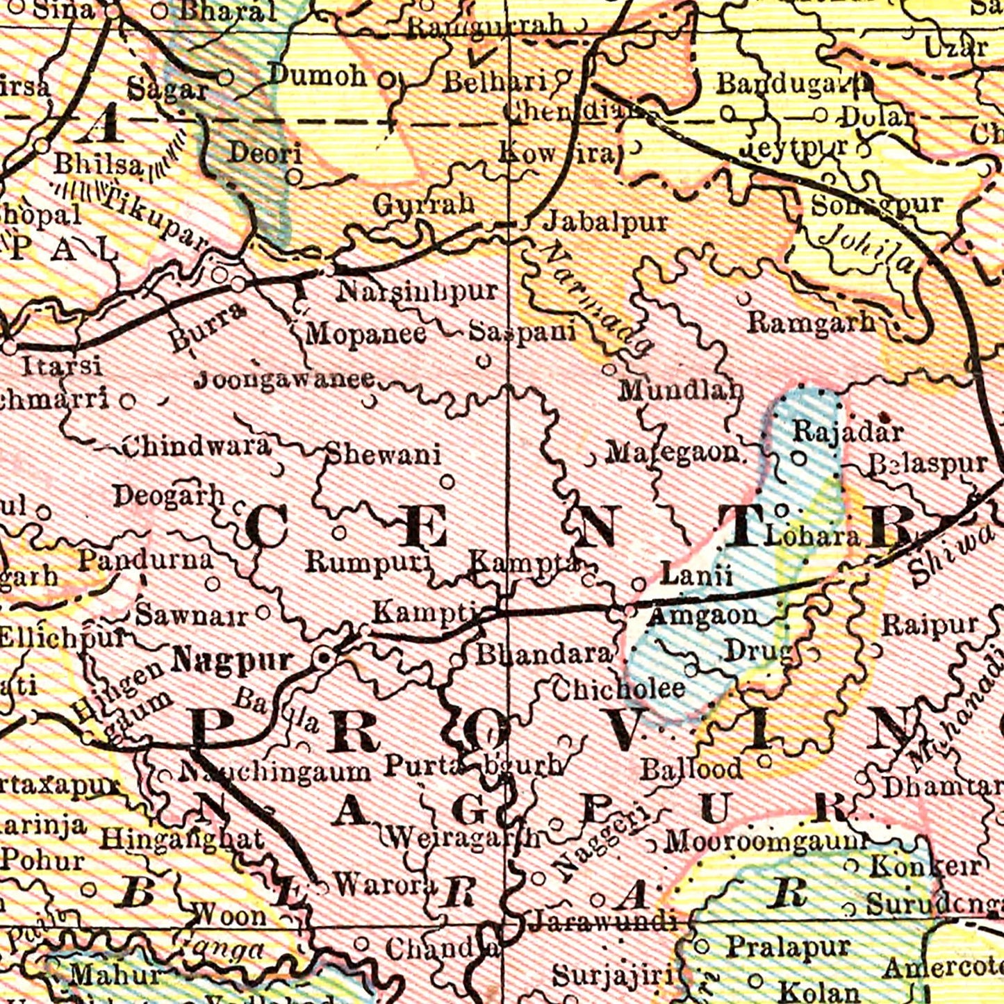 Vintage Map of India 1901