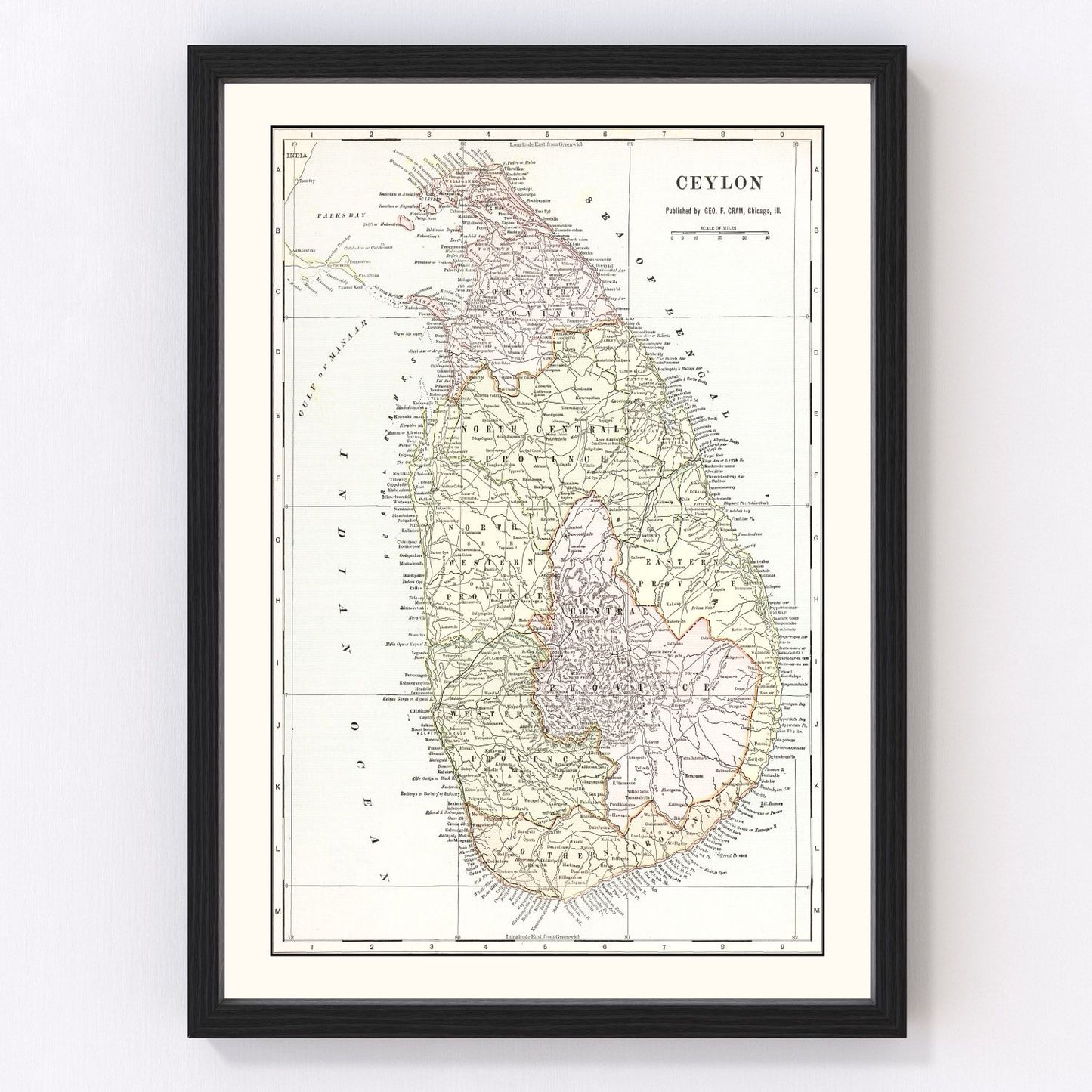 Vintage Map of Ceylon (Sri Lanka) 1901