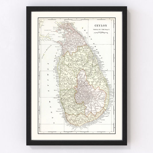 Vintage Map of Ceylon (Sri Lanka) 1901