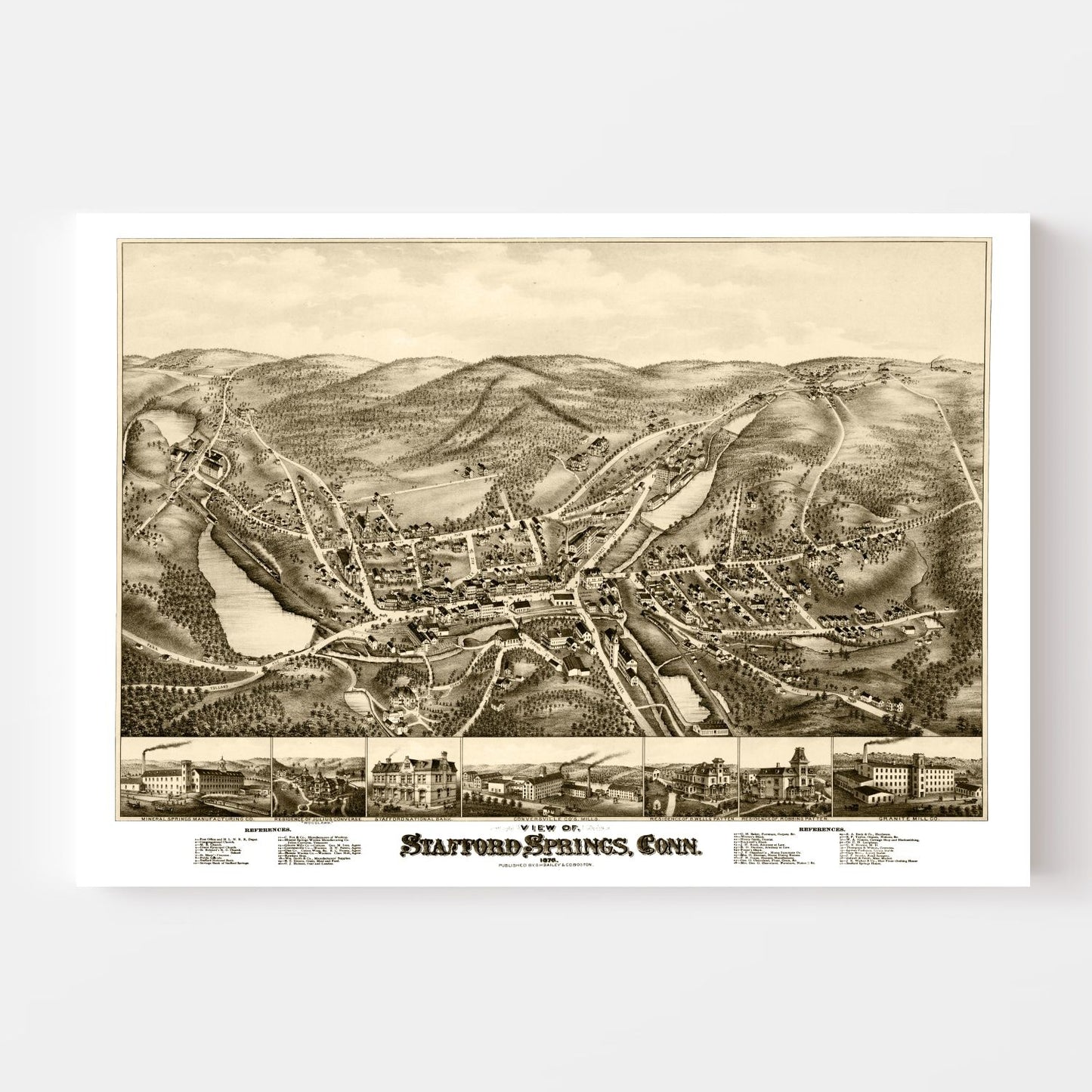 Vintage Map of Stafford Springs, Connecticut 1878