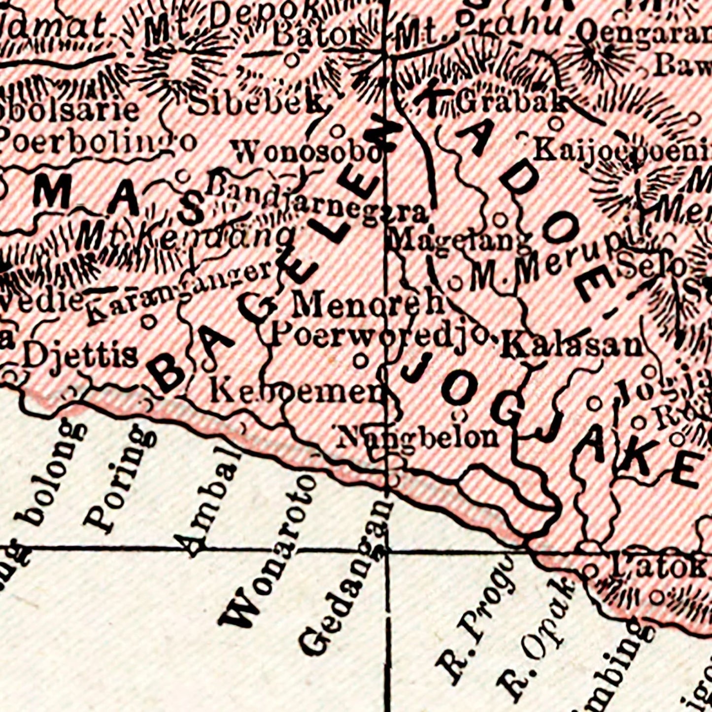 Vintage Map of Java, Indonesia 1901
