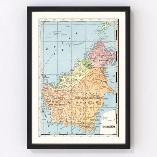 Vintage Map of Borneo, East Indies 1901