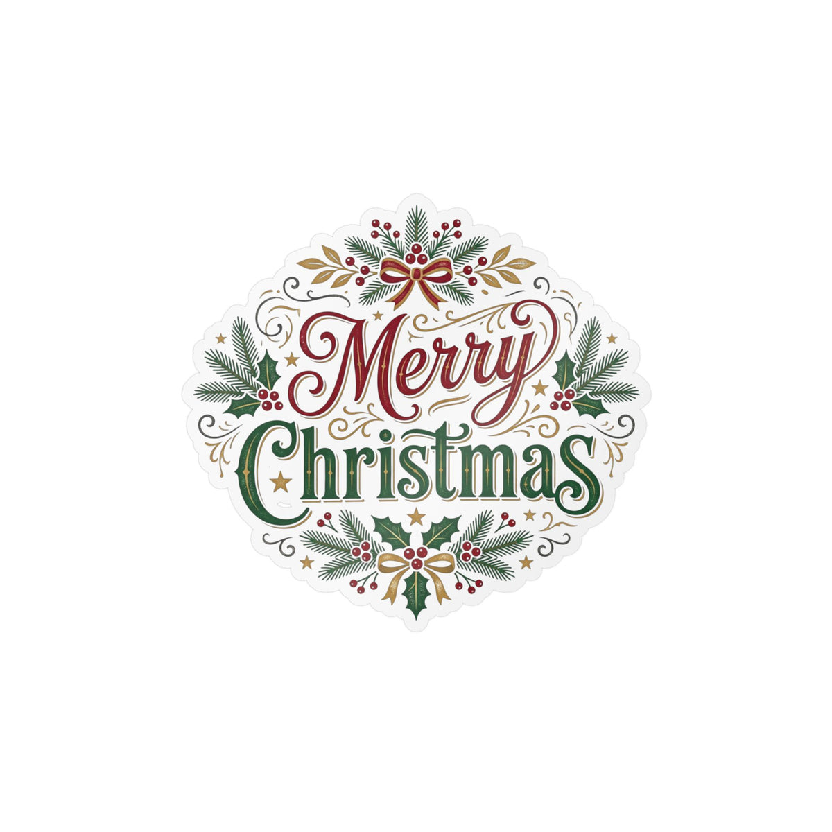 Merry Christmas Vinyl Decal — Holiday Wreath Sticker for Windows, Laptops & Gifts