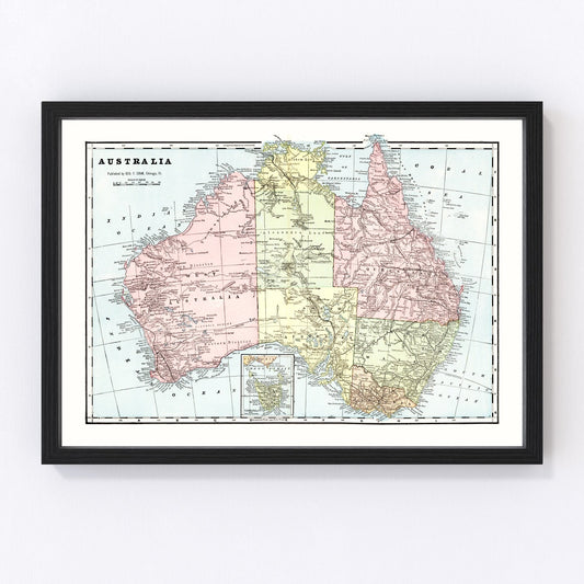 Vintage Map of Australia 1901
