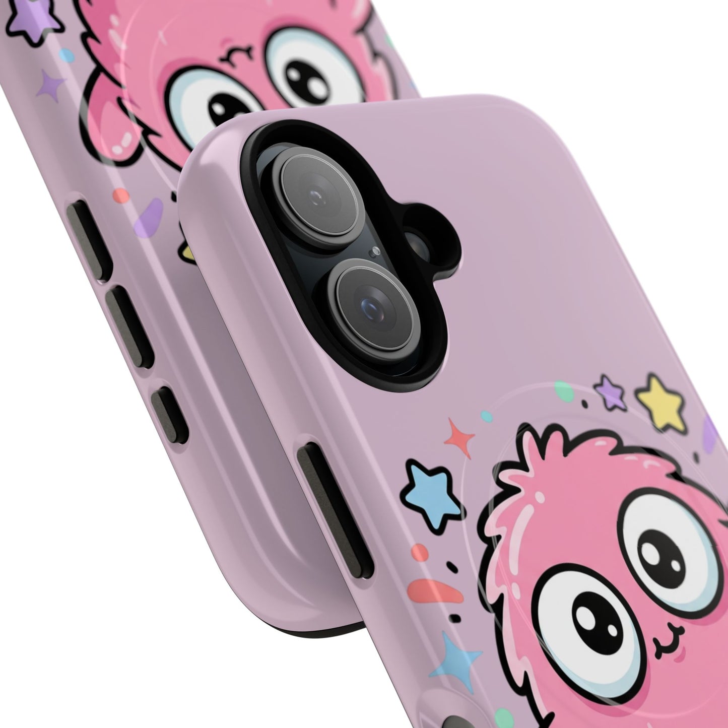 Cute Pink Fuzzy Monster Tough Magnetic Phone Case — Cute Kawaii Protective iPhone Cover