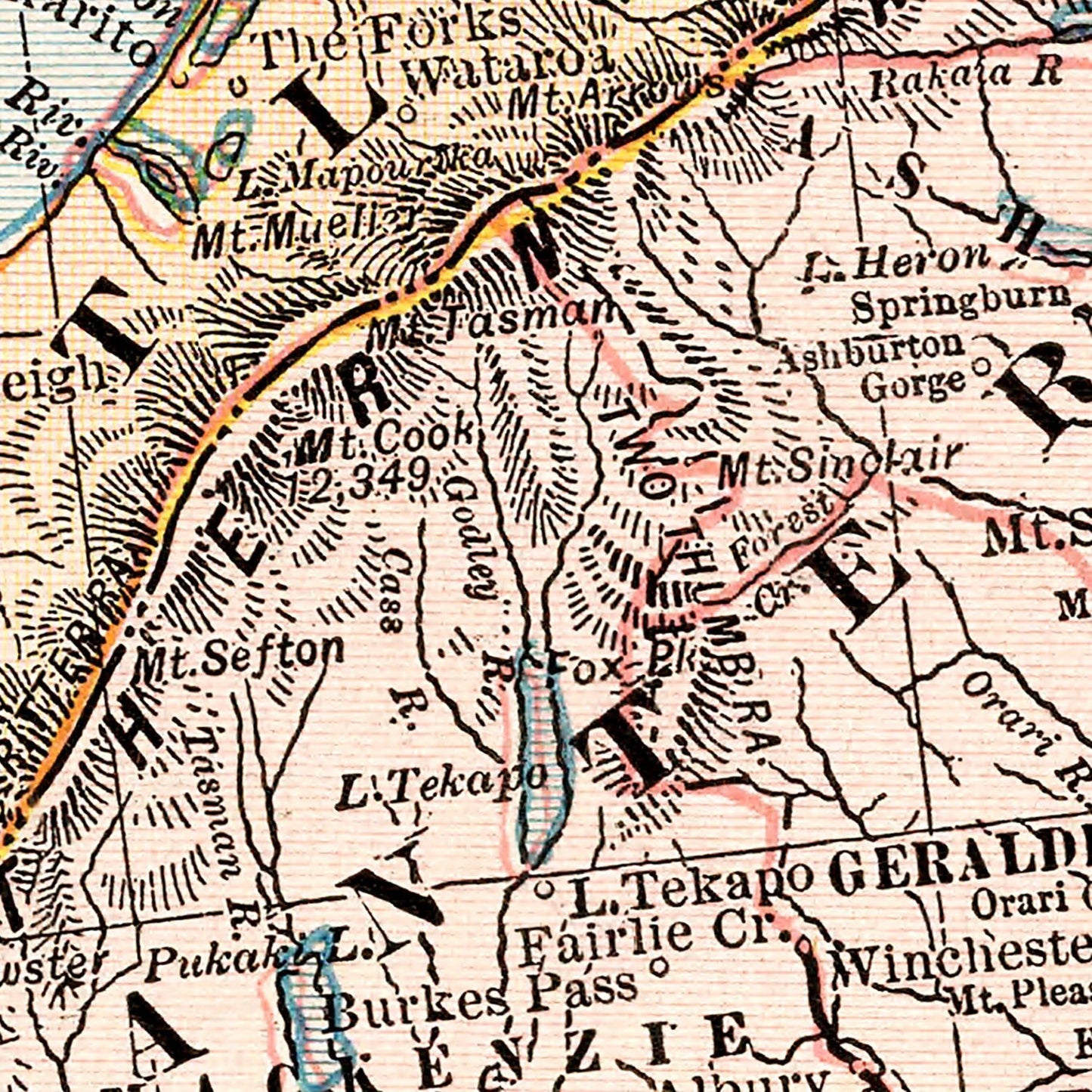 Vintage Map of New Zealand (South Island) 1901