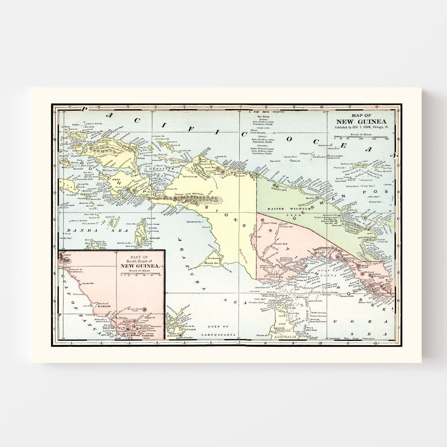Vintage Map of New Guinea 1901