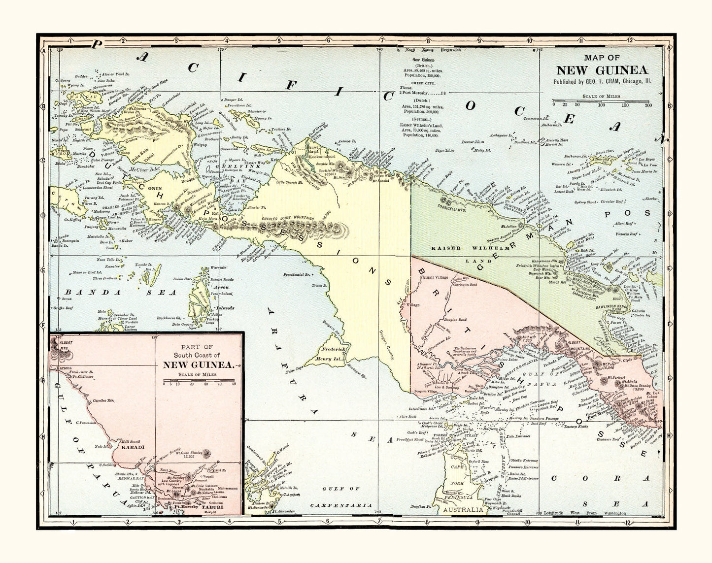 Vintage Map of New Guinea 1901