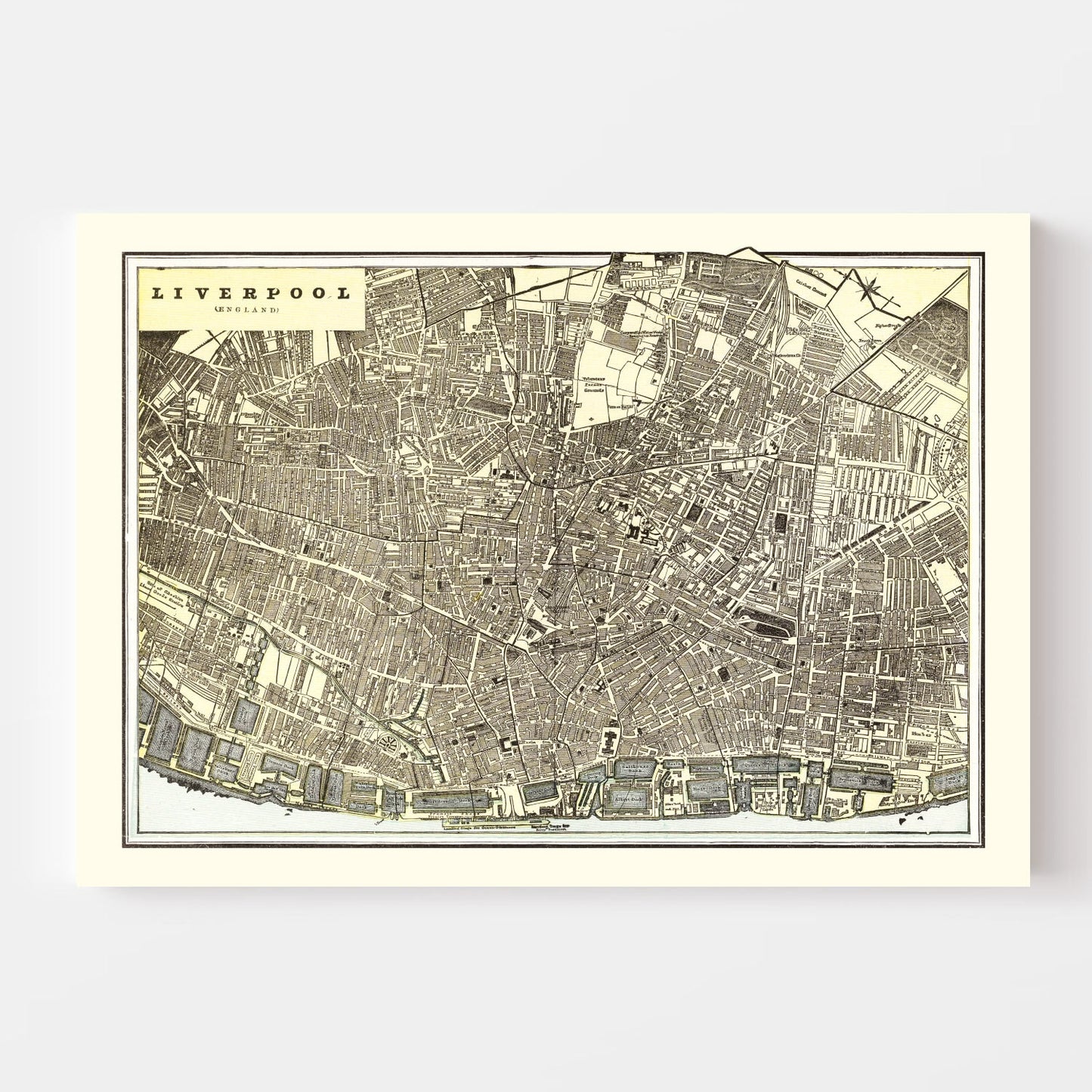 Vintage Map of Liverpool, England 1901