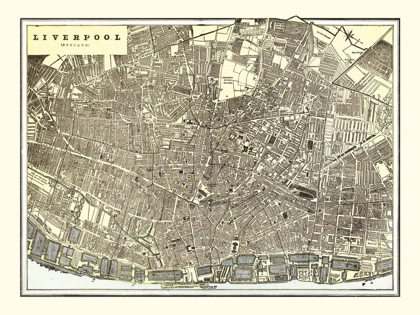Vintage Map of Liverpool, England 1901