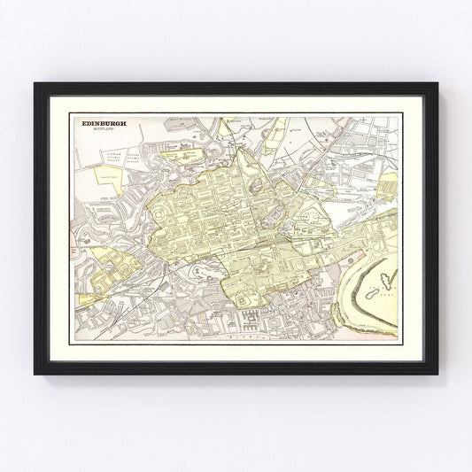 Vintage Map of Edinburgh, Scotland 1901