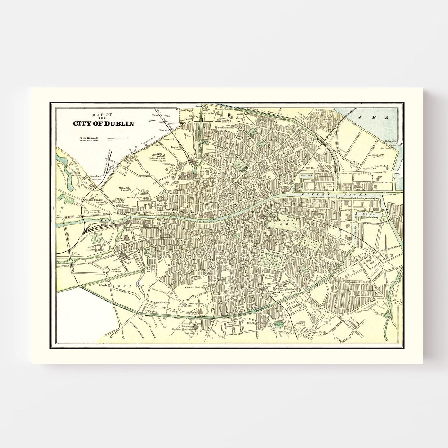 Vintage Map of Dublin, Ireland 1901