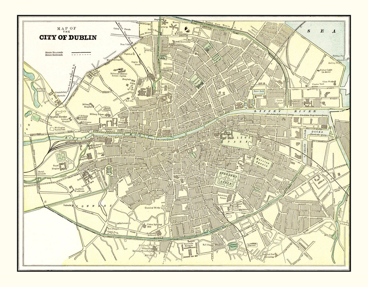 Vintage Map of Dublin, Ireland 1901