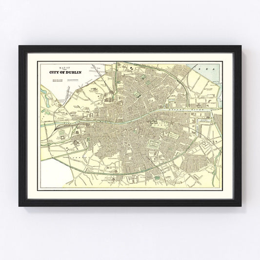 Vintage Map of Dublin, Ireland 1901