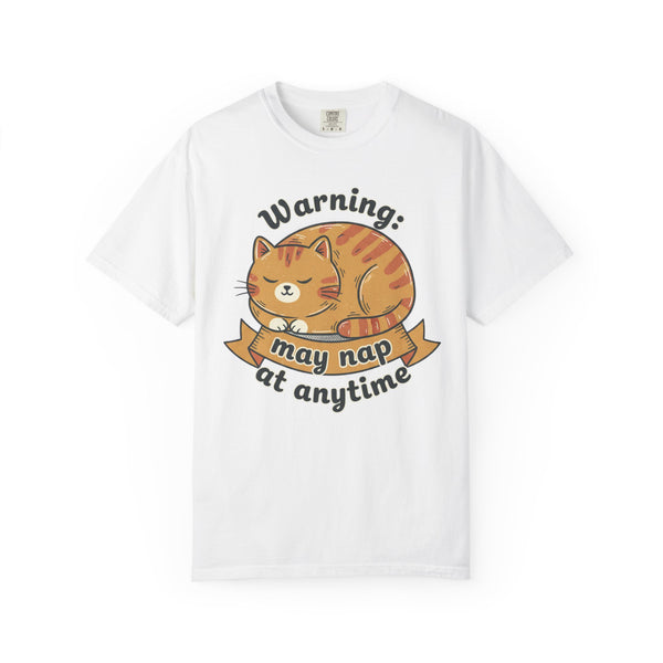 Warning may nap at anytime T-shirt | Sleeping Orange Cat