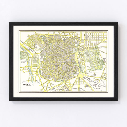 Vintage Map of Madrid, Spain 1901