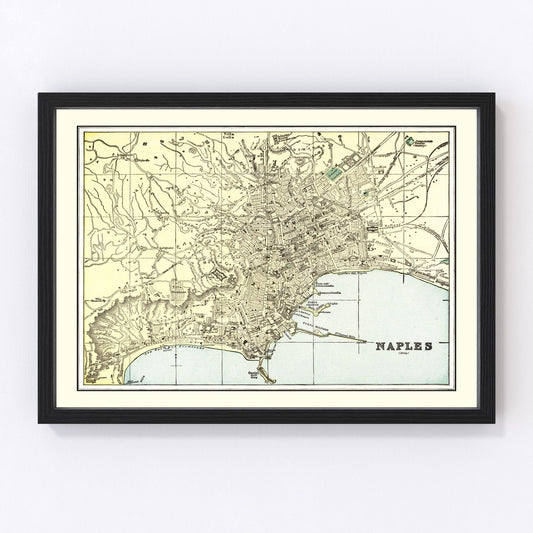 Vintage Map of Naples, Italy 1901