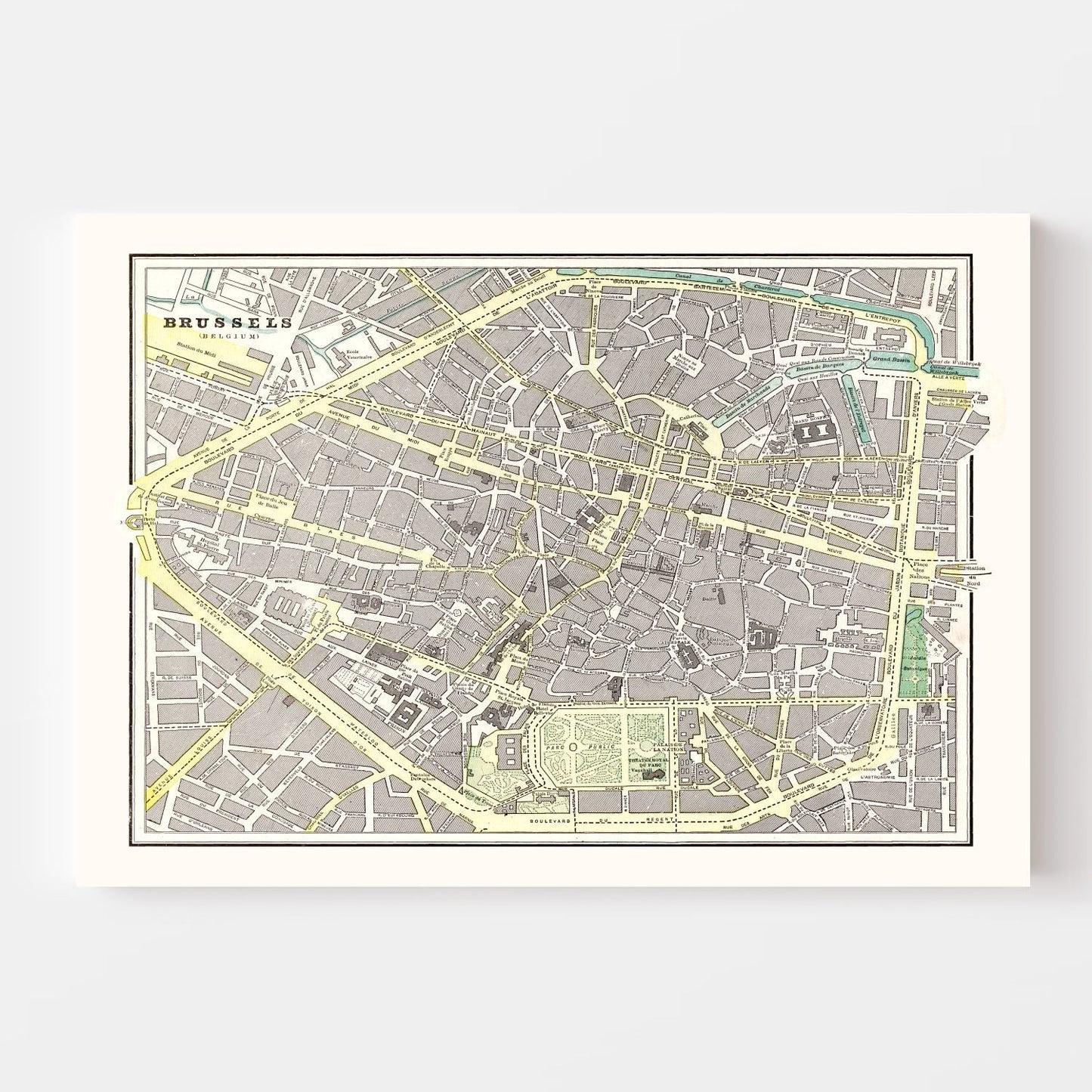Vintage Map of Brussels, Belgium 1901