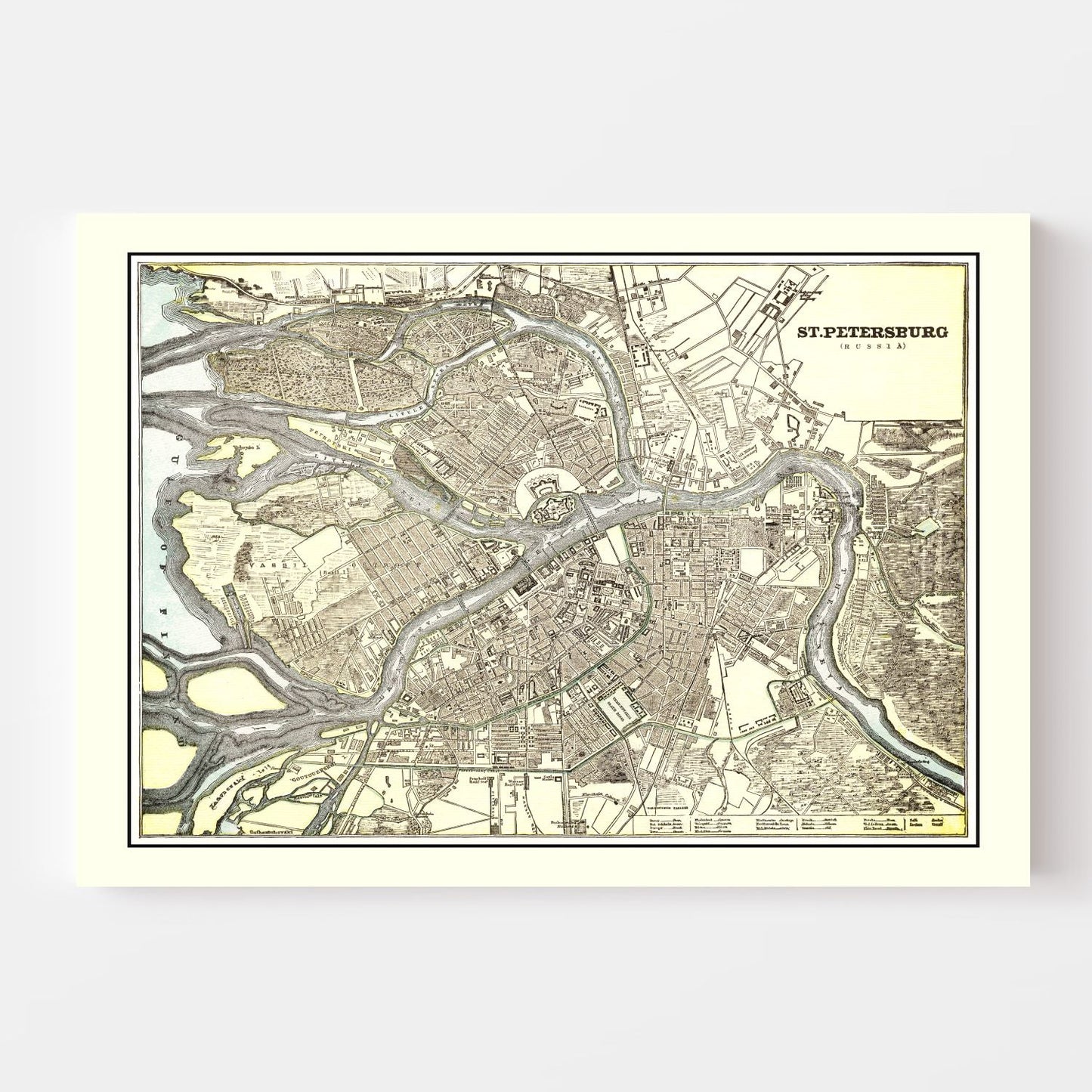 Vintage Map of Saint Petersburg, Russia 1901