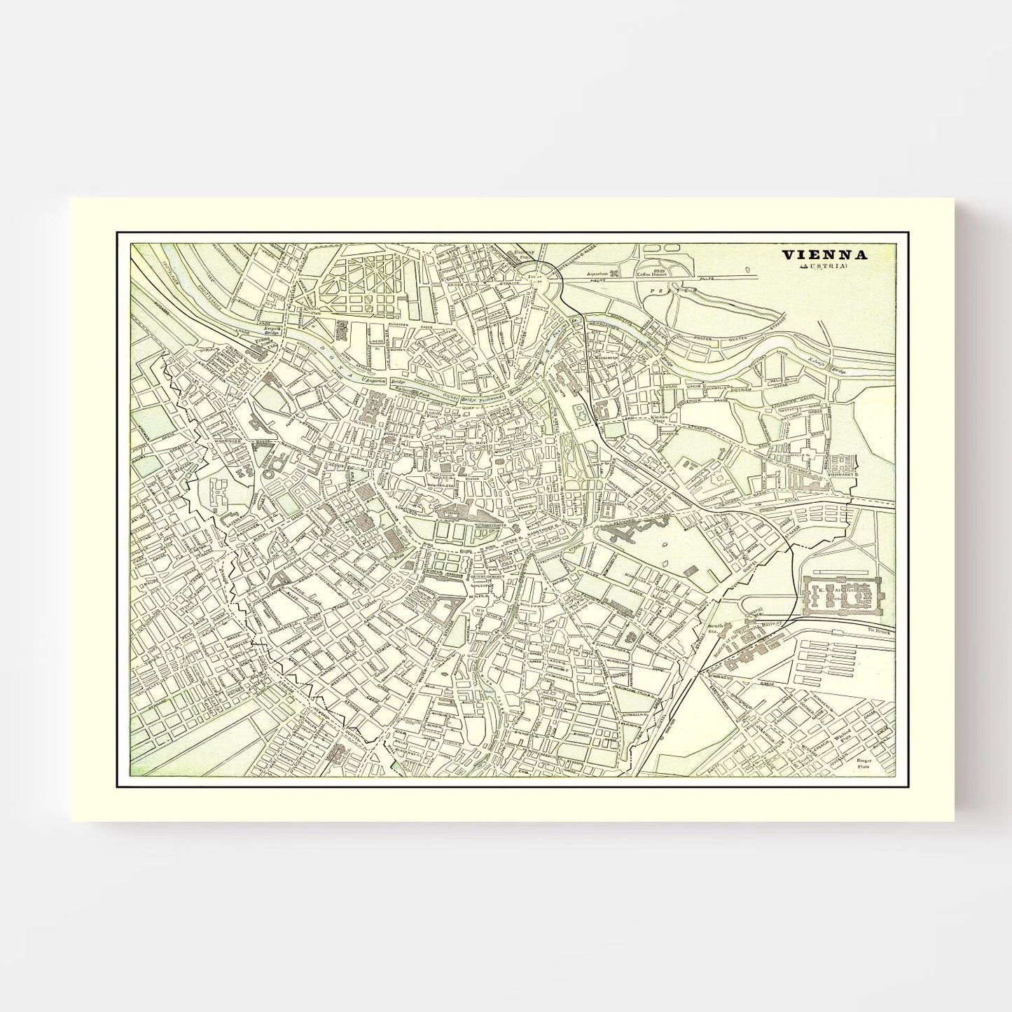 Vintage Map of Vienna, Austria 1901