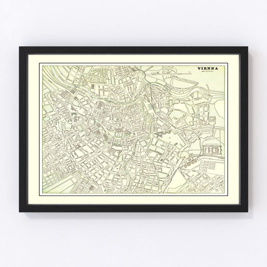 Vintage Map of Vienna, Austria 1901